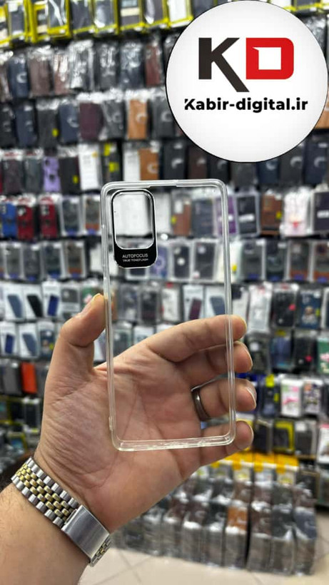 قاب گوشی Galaxy A71 سامسونگ اورجینال متال کیس Metal پیکسل Pixel طرح پشت طلق شفاف دور سیلیکونی بی رنگ