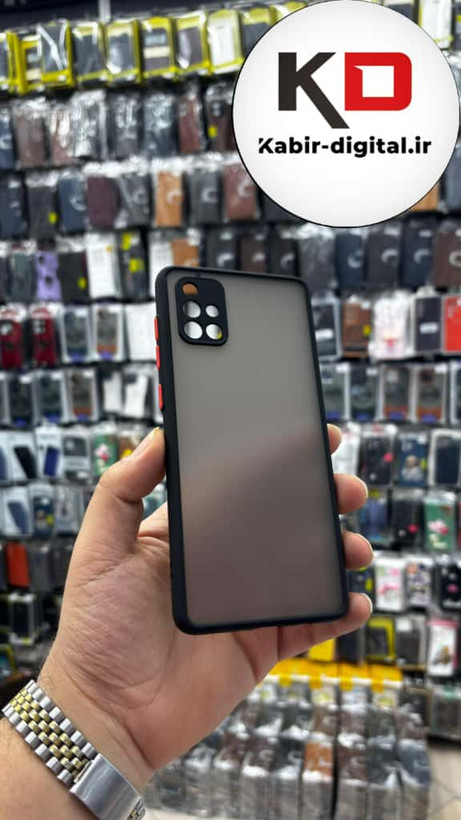 قاب گوشی Galaxy A71 سامسونگ پشت مات متال کیس دور سیلیکونی محافظ لنزدار مشکی
