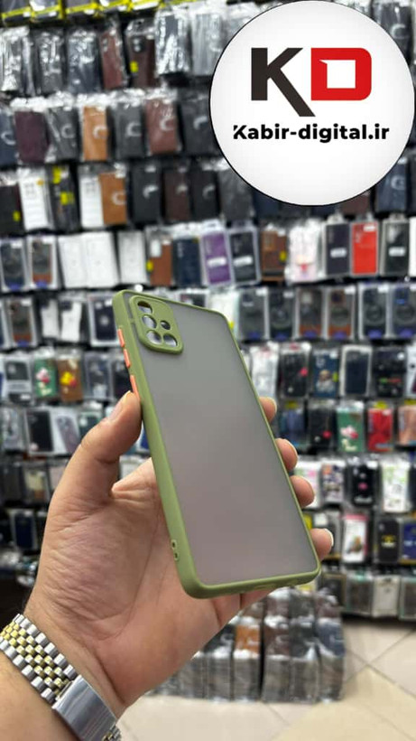 قاب گوشی Galaxy A71 سامسونگ پشت مات متال کیس دور سیلیکونی محافظ لنزدار سبز پسته ایی