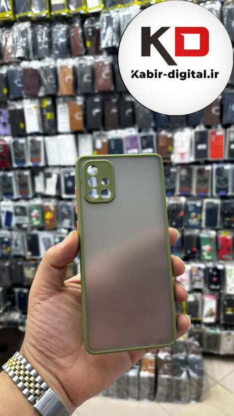 قاب گوشی Galaxy A71 سامسونگ پشت مات متال کیس دور سیلیکونی محافظ لنزدار سبز پسته ایی