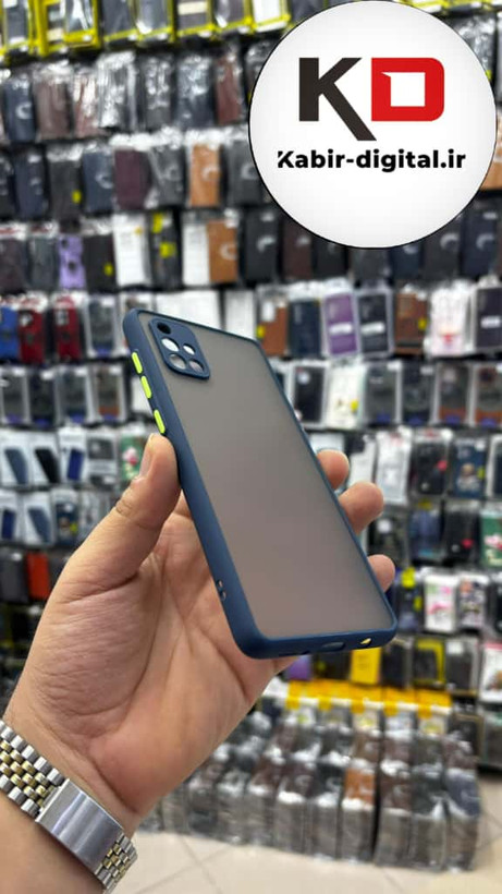 قاب گوشی Galaxy A71 سامسونگ پشت مات متال کیس دور سیلیکونی محافظ لنزدار آبی کاربنی