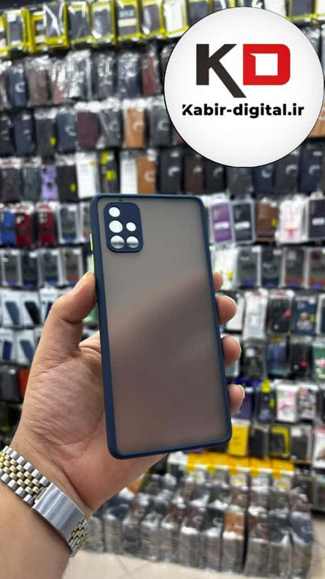 قاب گوشی Galaxy A71 سامسونگ پشت مات متال کیس دور سیلیکونی محافظ لنزدار آبی کاربنی