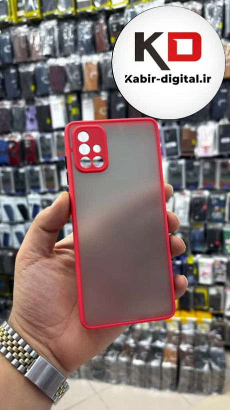 قاب گوشی Galaxy A71 سامسونگ پشت مات متال کیس دور سیلیکونی محافظ لنزدار قرمز