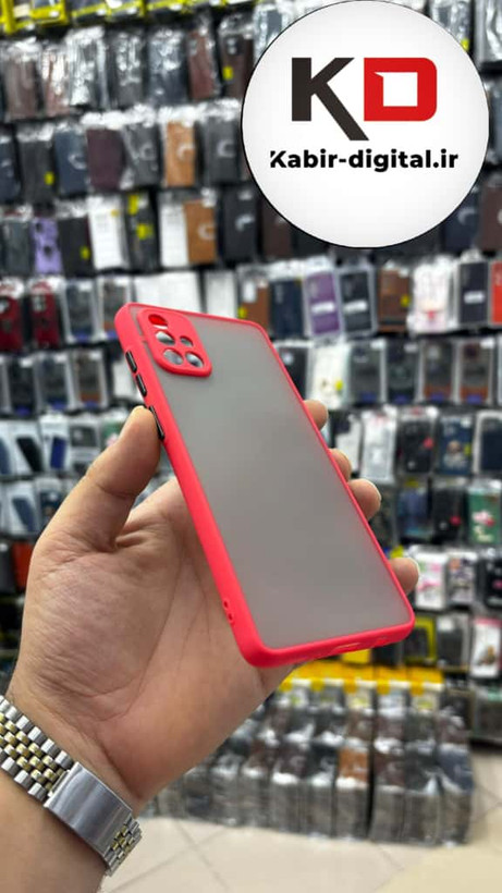قاب گوشی Galaxy A71 سامسونگ پشت مات متال کیس دور سیلیکونی محافظ لنزدار قرمز
