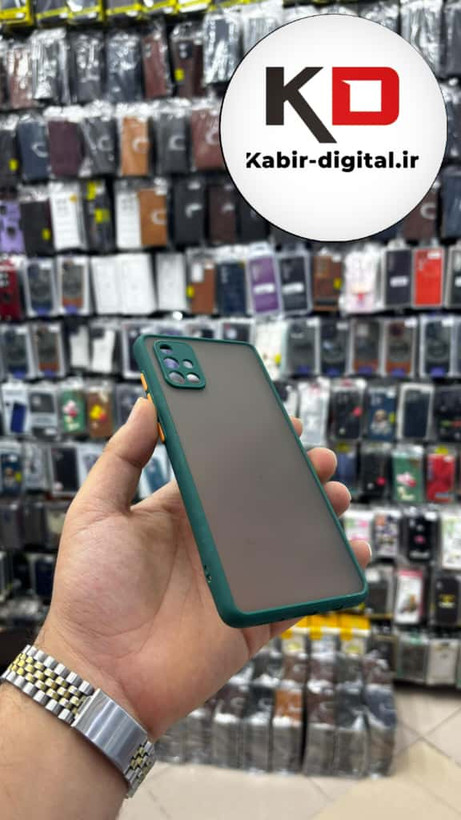 قاب گوشی Galaxy A71 سامسونگ پشت مات متال کیس دور سیلیکونی محافظ لنزدار سبز تیره