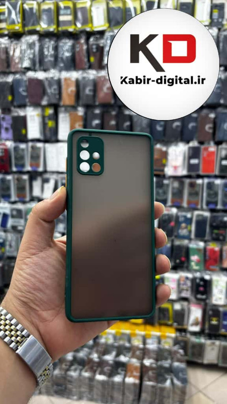 قاب گوشی Galaxy A71 سامسونگ پشت مات متال کیس دور سیلیکونی محافظ لنزدار سبز تیره