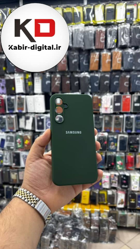 قاب گوشی Galaxy S23 FE سامسونگ سیلیکونی زیربسته محافظ لنز دار سبز تیره