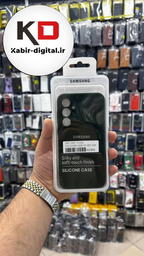 قاب گوشی Galaxy S23 FE سامسونگ سیلیکونی زیربسته محافظ لنز دار سبز تیره