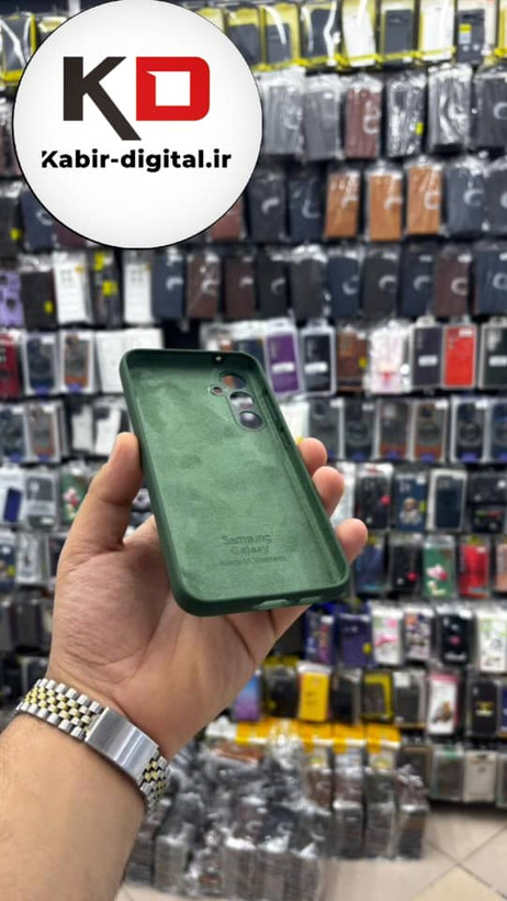 قاب گوشی Galaxy S23 FE سامسونگ سیلیکونی زیربسته محافظ لنز دار سبز تیره