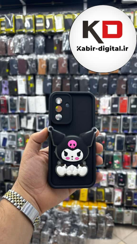 قاب گوشی Galaxy A56 سامسونگ طرح سیلیکونی Solid عروسکی برجسته محافظ لنزدار طرح کرومی مشکی