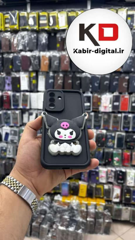 قاب گوشی Galaxy A56 سامسونگ طرح سیلیکونی Solid عروسکی برجسته محافظ لنزدار طرح کرومی مشکی