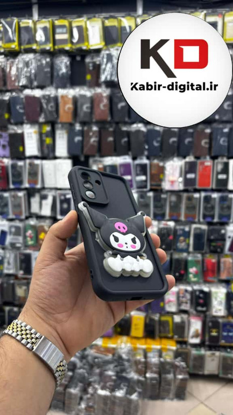 قاب گوشی Galaxy A56 سامسونگ طرح سیلیکونی Solid عروسکی برجسته محافظ لنزدار طرح کرومی مشکی