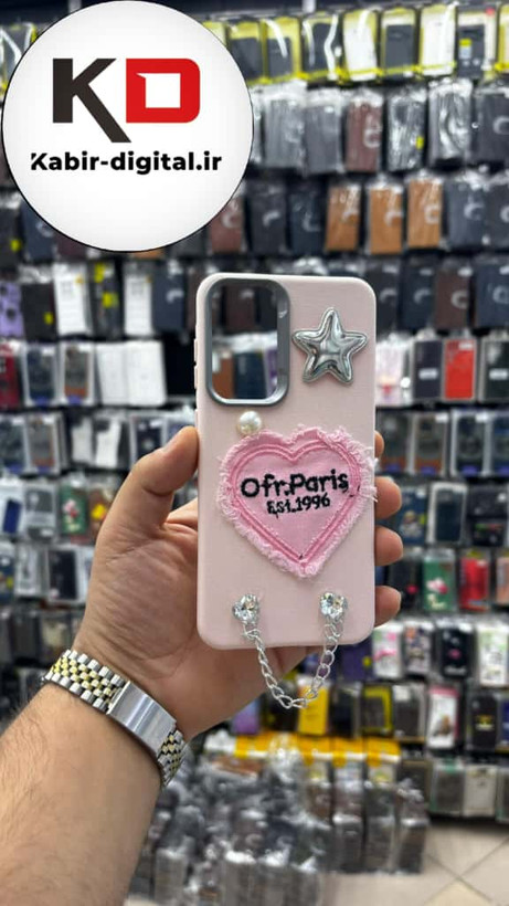 قاب گوشی Galaxy A36 / A56 سامسونگ لدر دیزاین SOFT Lether Design فانتزی قلبی سیلیکونی طرح جین صورتی