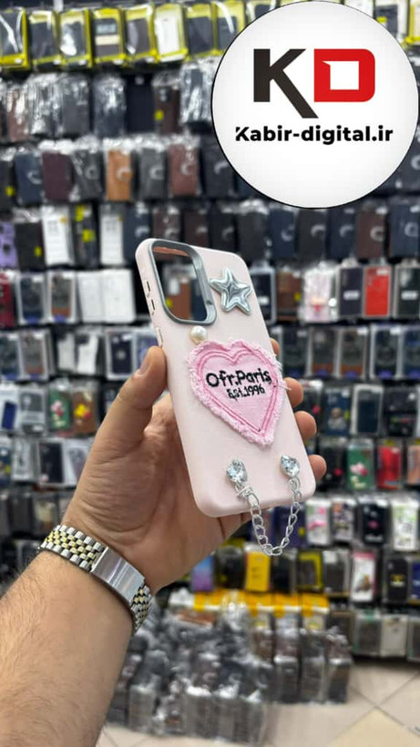 قاب گوشی Galaxy A36 / A56 سامسونگ لدر دیزاین SOFT Lether Design فانتزی قلبی سیلیکونی طرح جین صورتی