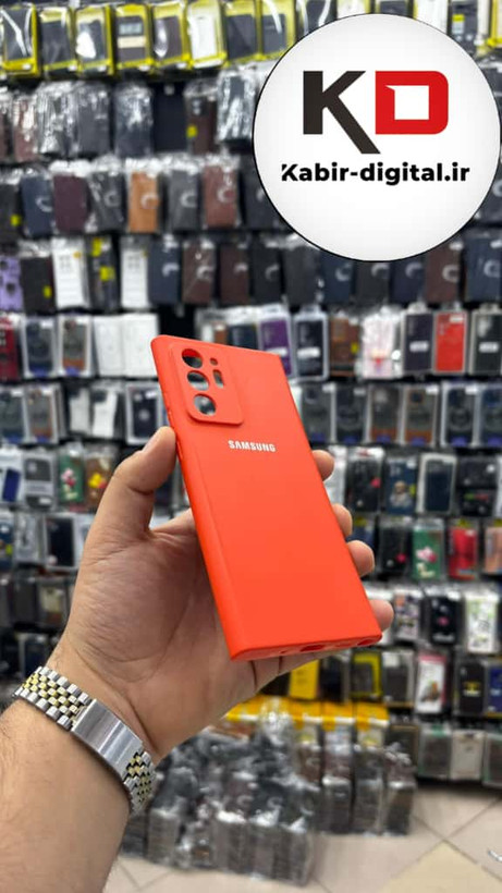 قاب گوشی Galaxy Note 20 Ultra سامسونگ سیلیکونی های کپی داخل پارچه ای محافظ لنز دار رنگ نارنجی
