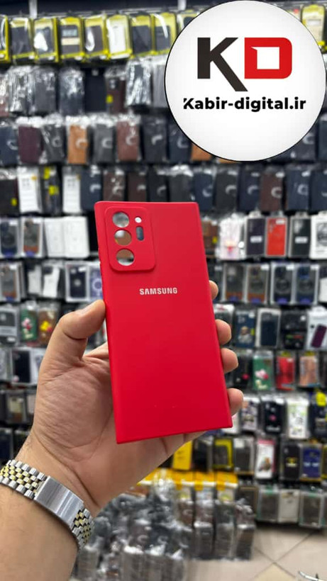قاب گوشی Galaxy Note 20 Ultra سامسونگ سیلیکونی های کپی داخل پارچه ای محافظ لنز دار رنگ قرمز