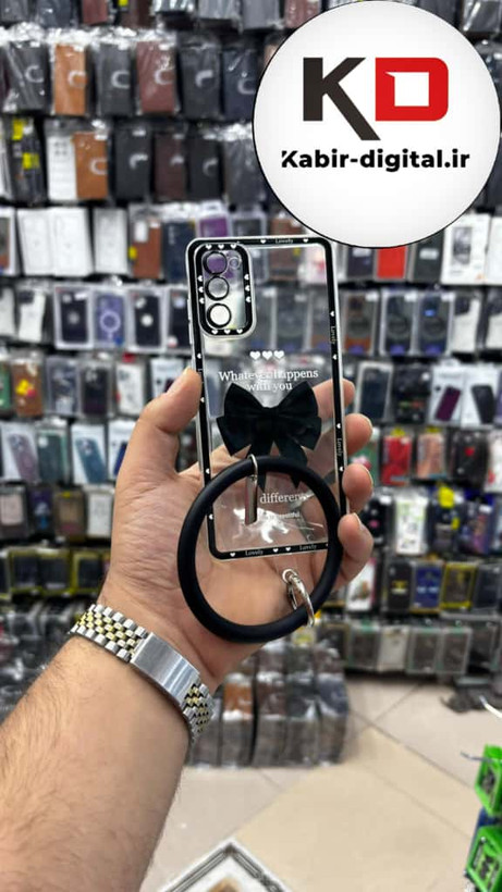 قاب گوشی Galaxy S20 FEسامسونگ طرح ژله ای شفاف پاپیونی النگویی محافظ لنز دار مشکی