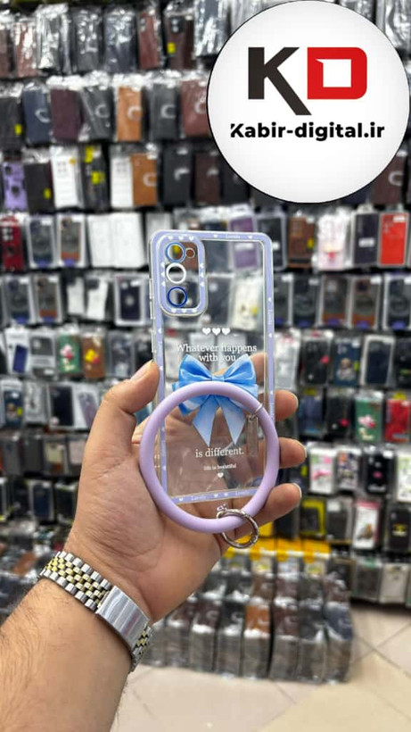 قاب گوشی Galaxy S20 FEسامسونگ طرح ژله ای شفاف پاپیونی النگویی محافظ لنز دار بنفش