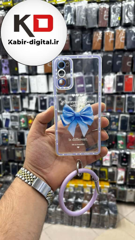 قاب گوشی Galaxy S20 FEسامسونگ طرح ژله ای شفاف پاپیونی النگویی محافظ لنز دار بنفش