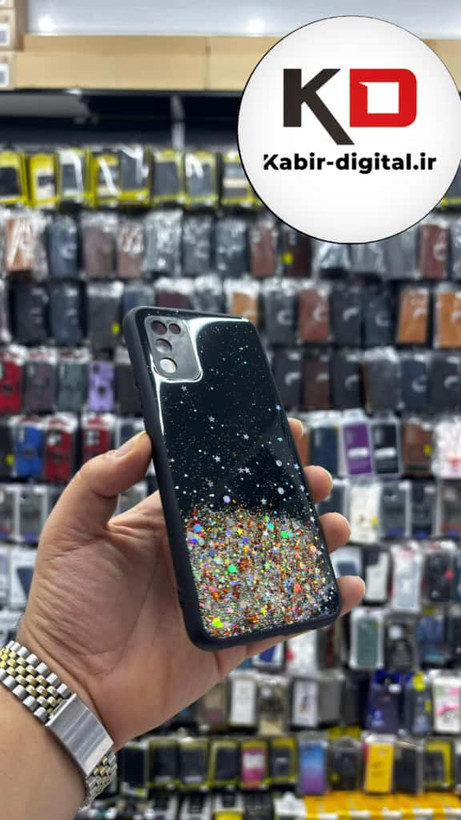 قاب گوشی Galaxy S20 FEسامسونگ رزینی ماربل HARD طرح نگین دار محافظ لنزدار مشکی
