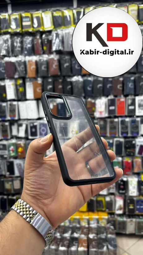 قاب گوشی Mi Note 12T / Mi Note 12T Pro/ Redmi K50 شیائومی اورجینال متال کیس Metal اورجینال CASE PRO طرح پشت طلق شفاف دور سیلیکونی مشکی