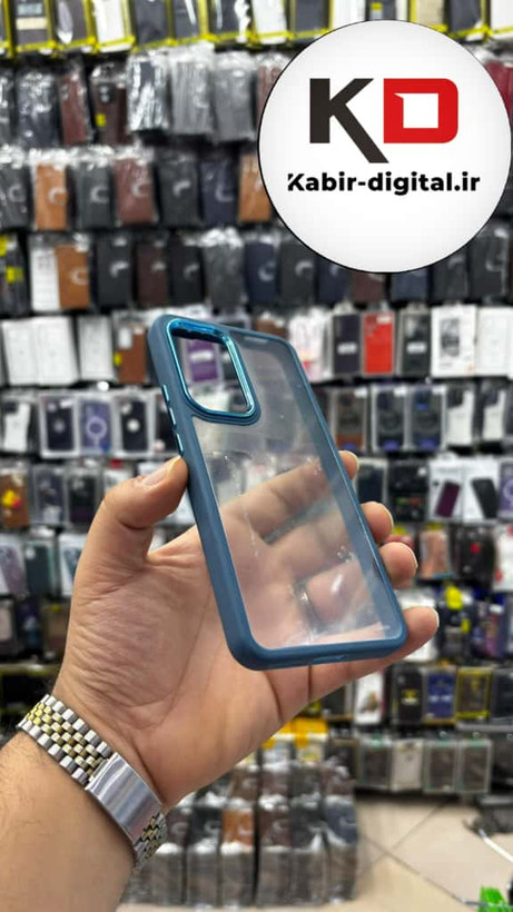 قاب گوشی Mi Note 12T / Mi Note 12T Pro/ Redmi K50 شیائومی اورجینال متال کیس Metal اورجینال CASE PRO طرح پشت طلق شفاف دور سیلیکونی آبی کاربنی