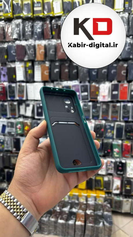 قاب کربنی محافظ لنز کشویی جا کارتی شیائومی سبز Redmi Note 10T / Note 10T Pro