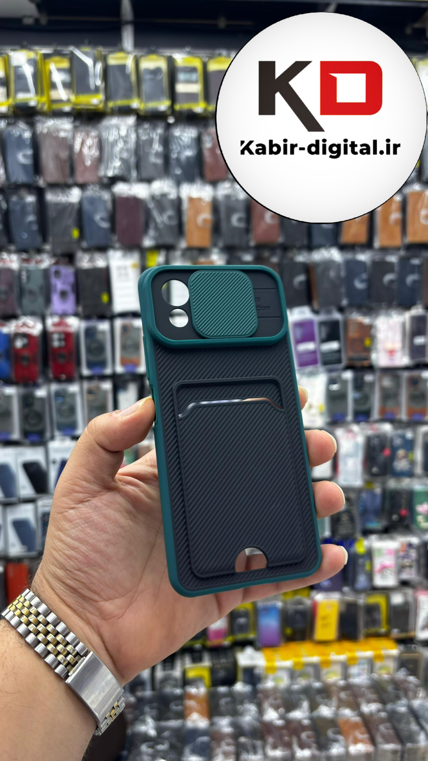 قاب کربنی محافظ لنز کشویی جا کارتی شیائومی سبز MI 11 Lite