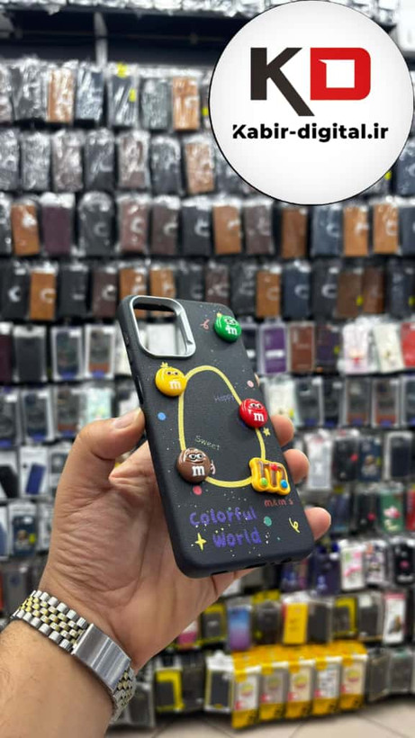 قاب گوشی Galaxy A12/M12 سامسونگ سیلیکونی Leather Case طرح عروسکی برجسته سه بعدی فانتزی لنز کرومی مشکی