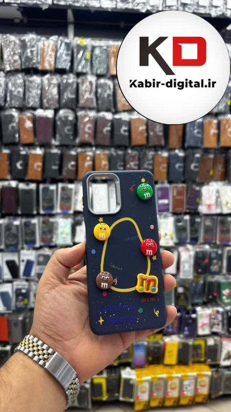 قاب گوشی Galaxy A12/M12 سامسونگ سیلیکونی Leather Case طرح عروسکی برجسته سه بعدی فانتزی لنز کرومی سرمه ایی