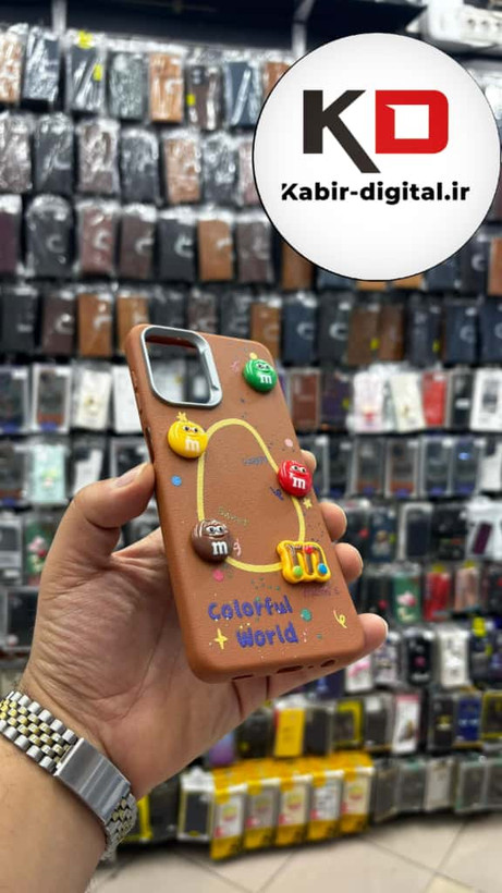 قاب گوشی Galaxy A12/M12 سامسونگ سیلیکونی Leather Case طرح عروسکی برجسته سه بعدی فانتزی لنز کرومی قهوه ایی