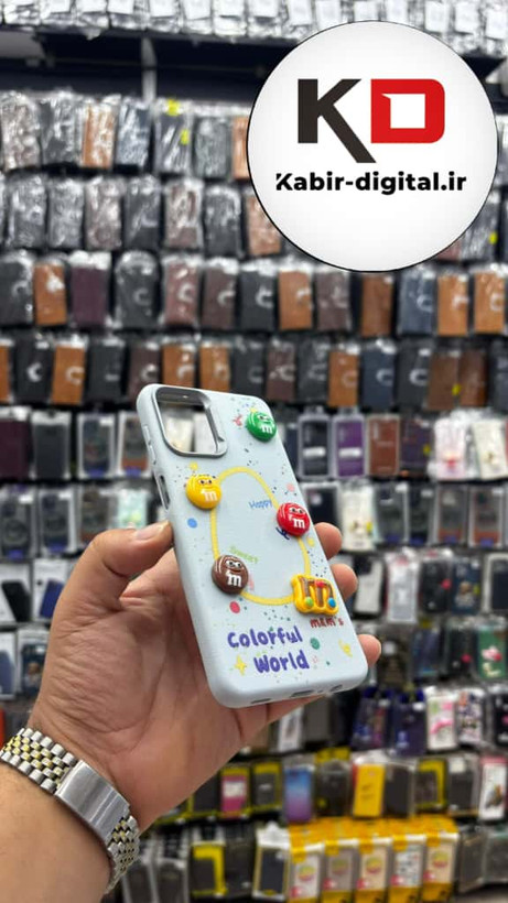 قاب گوشی Galaxy A12/M12 سامسونگ سیلیکونی Leather Case طرح عروسکی برجسته سه بعدی فانتزی لنز کرومی آبی کدر