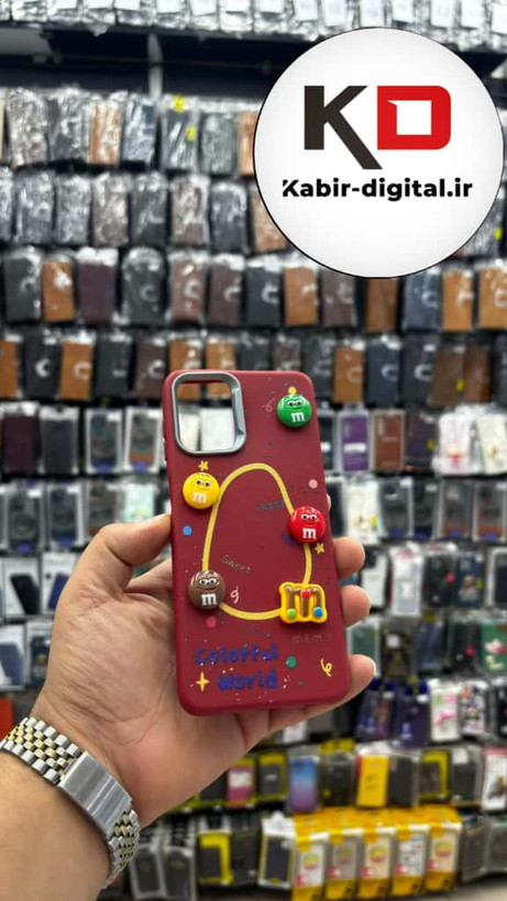 قاب گوشی Galaxy A12/M12 سامسونگ سیلیکونی Leather Case طرح عروسکی برجسته سه بعدی فانتزی لنز کرومی زرشکی