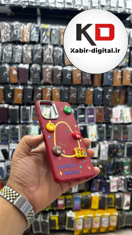 قاب گوشی Galaxy A12/M12 سامسونگ سیلیکونی Leather Case طرح عروسکی برجسته سه بعدی فانتزی لنز کرومی زرشکی