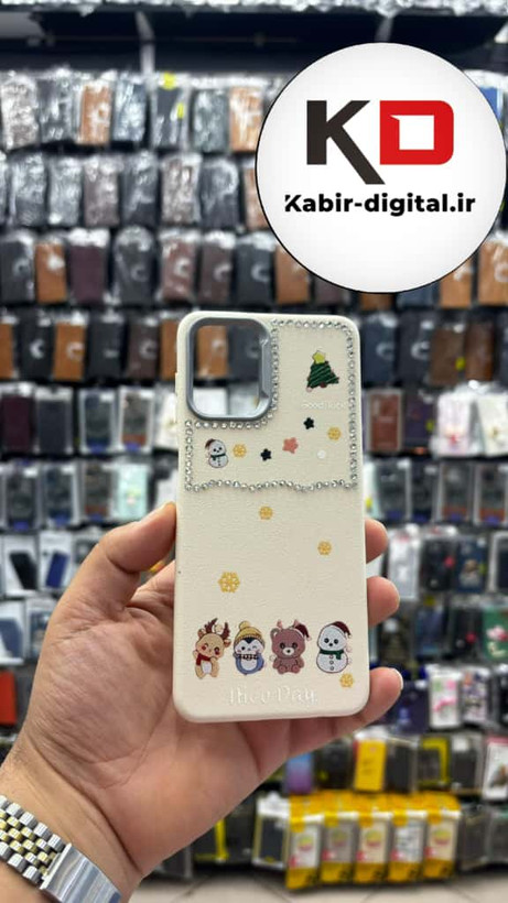 قاب گوشی Galaxy A12/M12 سامسونگ لدر دیزاین SOFT Lether Design فانتزی سیلیکونی طرح چرمی نگین دار کیوت کرمی
