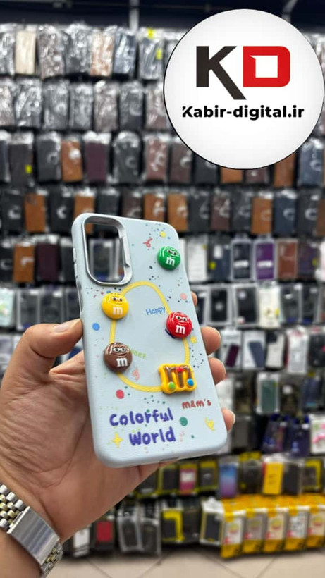 قاب گوشی Galaxy A16 / A26/A17 سامسونگ سیلیکونی Leather Case طرح عروسکی برجسته سه بعدی فانتزی لنز کرومی آبی