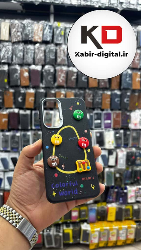 قاب گوشی Galaxy A16 / A26/A17 سامسونگ سیلیکونی Leather Case طرح عروسکی برجسته سه بعدی فانتزی لنز کرومی مشکی