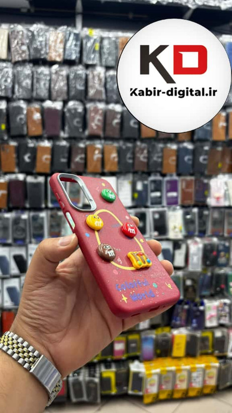 قاب گوشی Galaxy A16 / A26/A17 سامسونگ سیلیکونی Leather Case طرح عروسکی برجسته سه بعدی فانتزی لنز کرومی قرمز