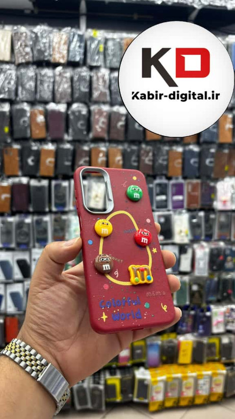 قاب گوشی Galaxy A16 / A26/A17 سامسونگ سیلیکونی Leather Case طرح عروسکی برجسته سه بعدی فانتزی لنز کرومی قرمز