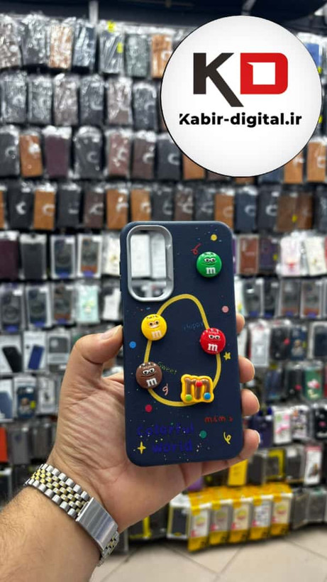 قاب گوشی Galaxy A16 / A26/A17 سامسونگ سیلیکونی Leather Case طرح عروسکی برجسته سه بعدی فانتزی لنز کرومی سرمه ایی