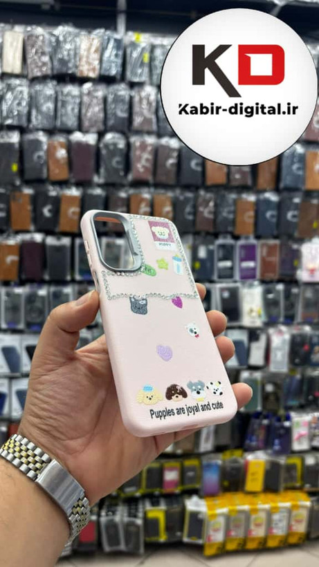 قاب گوشی Galaxy A16 / A26/A17 سامسونگ لدر دیزاین SOFT Lether Design فانتزی سیلیکونی طرح چرمی نگین دار کیوت صورتی