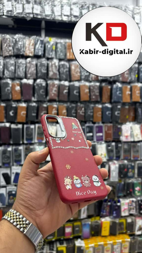 قاب گوشی Galaxy A16 / A26/A17 سامسونگ لدر دیزاین SOFT Lether Design فانتزی سیلیکونی طرح چرمی نگین دار کیوت زرشکی