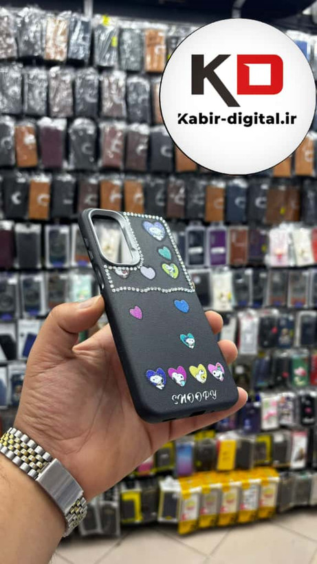 قاب گوشی Galaxy A16 / A26/A17 سامسونگ لدر دیزاین SOFT Lether Design فانتزی سیلیکونی طرح چرمی نگین دار کیوت مشکی