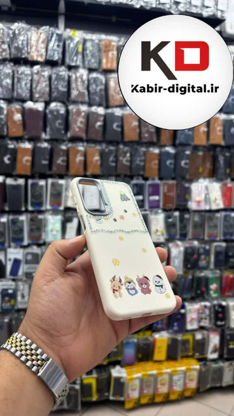 قاب گوشی Galaxy A26/A16 سامسونگ لدر دیزاین SOFT Lether Design فانتزی سیلیکونی طرح چرمی نگین دار کیوت کرمی
