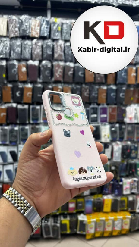 قاب گوشی Galaxy A21s سامسونگ لدر دیزاین SOFT Lether Design فانتزی سیلیکونی طرح چرمی نگین دار کیوت صورتی کدر