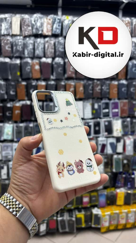 قاب گوشی Galaxy A06 سامسونگ لدر دیزاین SOFT Lether Design فانتزی سیلیکونی طرح چرمی نگین دار کیوت کرمی