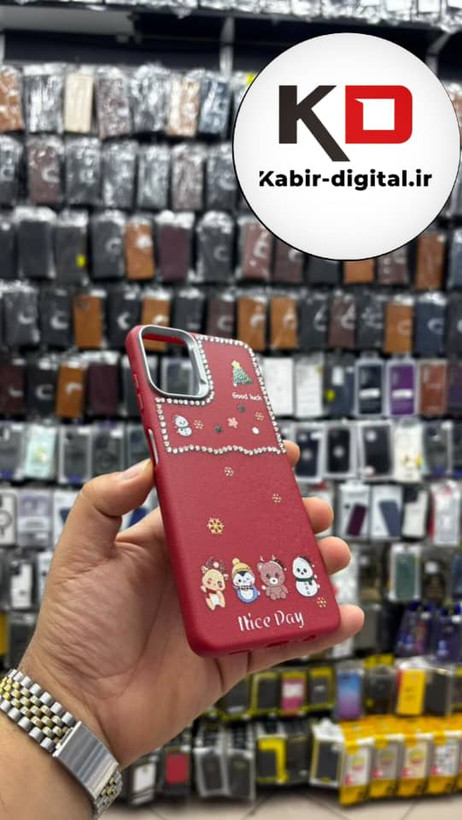 قاب گوشی Galaxy A06 سامسونگ لدر دیزاین SOFT Lether Design فانتزی سیلیکونی طرح چرمی نگین دار کیوت زرشکی