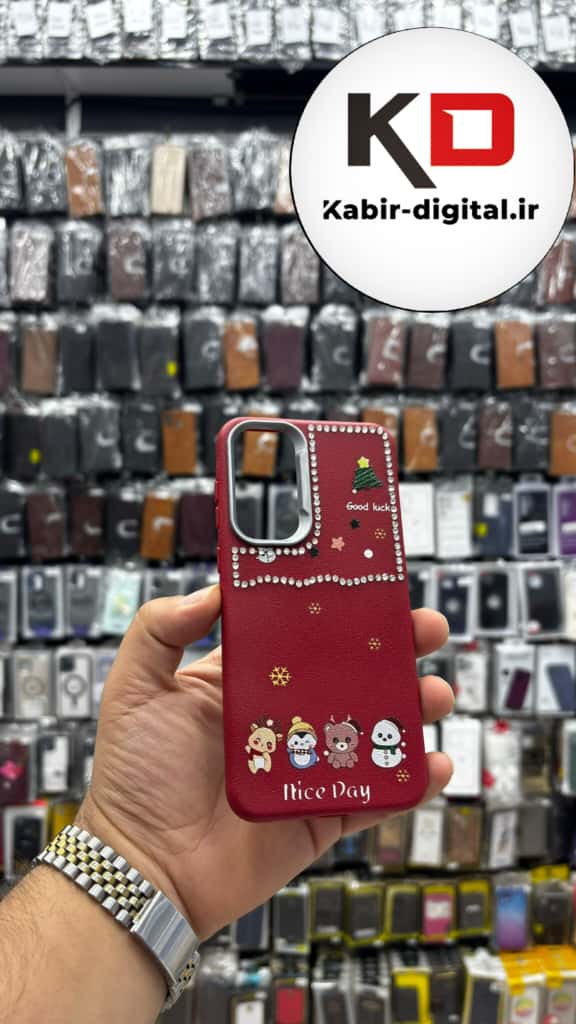 قاب گوشی Galaxy A55/A35 سامسونگ لدر دیزاین SOFT Lether Design فانتزی سیلیکونی طرح چرمی نگین دار کیوت زرشکی