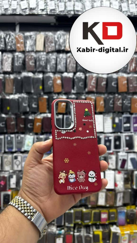 قاب گوشی Galaxy A55/A35 سامسونگ لدر دیزاین SOFT Lether Design فانتزی سیلیکونی طرح چرمی نگین دار کیوت زرشکی