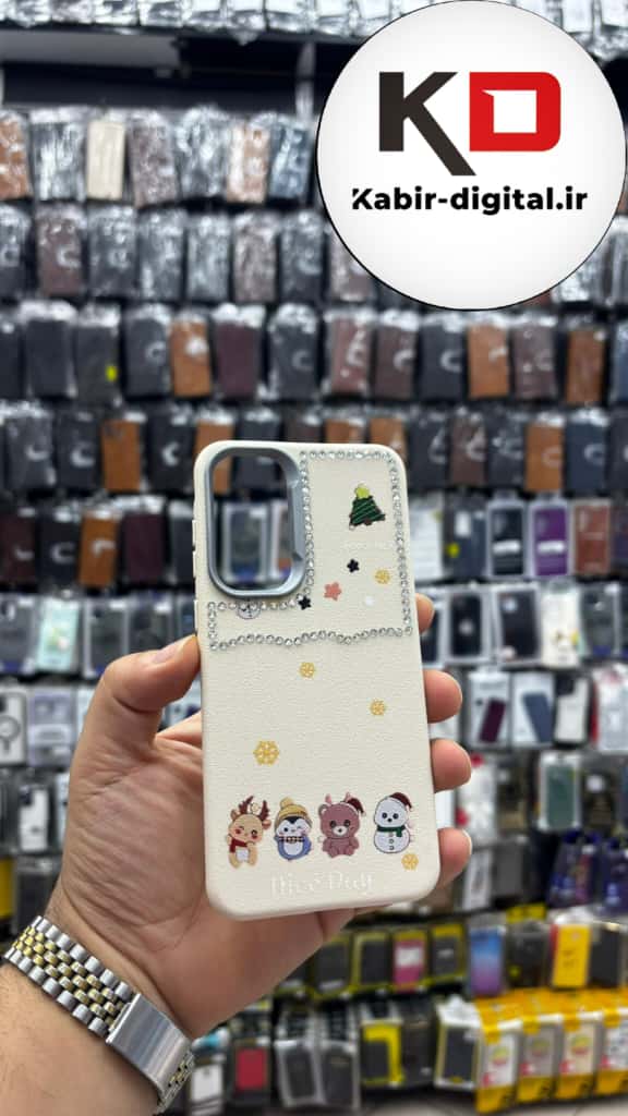 قاب گوشی Galaxy A55/A35 سامسونگ لدر دیزاین SOFT Lether Design فانتزی سیلیکونی طرح چرمی نگین دار کیوت کرمی